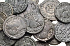 ROMAN. Imperial. Lot of twenty-four (24) Æ Folles from Licinius I to Constantius II. Includes: Licinius I // Constantine I (16) // Constantine II (3) // Constantius II (4). VF to Good VF. LOT SOLD AS 