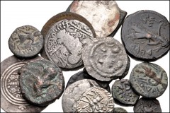 CENTRAL ASIAN. Miscellaneous. Lot of twenty (20) silver and bronze coins. Includes: KUSHANS. Various rulers. Æ Denominations (6) // INDO_SKYTHIANS. Various rulers. AR Drachm // Æ Unit (2) // SASANIAN 