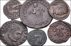 ROMAN. Imperial. Lot of twelve (12) bronze coins from Constantius I to Constans. Includes: Constantius I. Æ Follis // Licinius I. Æ Follis (2) // Constantine I. Æ Follis (3) // Crispius. Æ Follis // C