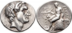 SELEUKID KINGS of SYRIA. Antiochos I Soter. 281-261 BC. AR Tetradrachm (28mm, 17.04 g, 12h). Sardeis mint. Struck circa 274-271 BC(?). Diademed and horned head of Seleukos I right / Apollo Delphios se