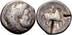 EASTERN EUROPE, Imitations of Philip II of Macedon. Circa mid to late 3rd century BC. AR Tetradrachm (24mm, 13.77 g, 3h). Huşi-Vovrişsti (Dacian-Moldavien) type. Laureate head of Zeus right / Youth, h