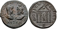 MOESIA INFERIOR, Dionysopolis. Gordian III. AD 238-244. Æ Pentassarion (26mm, 12.26 g, 12h). Confronted busts of Gordian III right, laureate, draped, and cuirassed, and Serapis left, draped and wearin