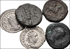 ROMAN. Provincial-Imperial. Lot of five (5) coins. Includes: PROVINCIAL: Egypt, Alexandria. Gordian III. BI Tetradrachm // Philip I. BI Tetradrachm // Philip II. BI Tetradrachm // IMPERIAL: Philip I. 