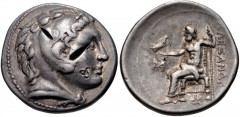 KINGS of MACEDON. Ptolemy Keraunos. 281-279 BC. AR Tetradrachm (28mm, 17.06 g, 1h). In the name and types of Alexander III. Amphipolis mint. Head of Herakles right, wearing lion skin / Zeus Aëtophoros