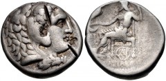 SELEUKID KINGS of SYRIA. Seleukos I Nikator. 312-281 BC. AR Tetradrachm (24mm, 16.78 g, 3h). In the name and types of Alexander III of Macedon. Karrhai mint. Struck circa 310-290 BC. Head of Herakles 