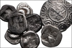 GREEK. Northern Greece. Lot of eight (8) silver fractions from Thrace and Macedon. Includes: THRACE, Abdera. AR Obol // ISLANDS off THRACE, Thasos. AR Hemiobol (3) // MACEDON, Mende. AR Obol // MACEDO