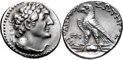 PTOLEMAIC KINGS of EGYPT. Ptolemy VI Philometor. First sole reign, 180-170 BC. AR Tetradrachm (26mm, 14.65 g, 12h). Uncertain Cypriot or Phoenician mint. Dated year 85 (178/7 BC?). Diademed bust of Pt