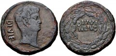 The Triumvirs. Octavian and Divus Julius Caesar. 38 BC. Æ Sestertius (or Dupondius?) (31mm, 18.34 g, 2h). Uncertain South Italian mint. Bare head right; DIVI F behind, [six-rayed star] before / DIVVI 
