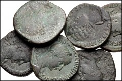 ROMAN. Imperial. Lot of six (6) Æ Sestertii from Commodus to Volusian. Includes: Commodus // Julia Mamaea // Gordian III (2) // Hostilian // Volusian. Average Good Fine, green patina. LOT SOLD AS IS, 