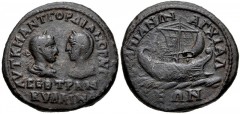 THRACE, Anchialus. Gordian III, with Tranquillina. AD 238-244. Æ (27mm, 12.90 g, 12h). Laureate, draped and cuirassed bust of Gordian right, facing diademed and draped bust of Tranquillina left / Gall