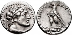 PTOLEMAIC KINGS of EGYPT. Ptolemy V Epiphanes. 204-180 BC. AR Tetradrachm (27mm, 14.34 g, 1h). Uncertain Cypriot or Phoenician mint. Dated year 79 (184/3 BC?). Diademed head of Ptolemy I right, wearin