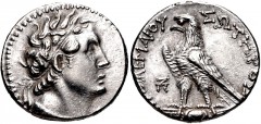 PTOLEMAIC KINGS of EGYPT. Ptolemy VI Philometor. First sole reign, 180-170 BC. AR Tetradrachm (27mm, 12.22 g, 1h). Uncertain Cypriot or Phoenician mint. Dated year 87 (176/5 BC?). Diademed head of Pto