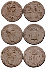 Nerva. AD 96-98. Lot of three (3) sulphur casts of sestertii made by Admiral William Henry Smyth (1788-1865). Rome mint. A group of three sulphur casts of sestertii, seemingly belonging to the manufac