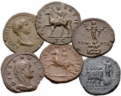 Lot of nineteen (19) sulphur casts of sestertii made by Admiral William Henry Smyth (1788-1865). A diverse group of casts of sestertii, seemingly belonging to the manufacturer as most of them are desc