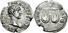 LYCIAN LEAGUE. Trajan. 98-117 AD. AR Drachm (18mm, 3.44 gm). Dated COS II (98/99 AD). Laureate head right / Two lyres with owl above. BMC Lycia pg. 39, 10; SNG Copenhagen 45; SNG von Aulock 4268. Good