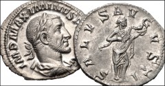 ROMAN. Imperial. Lot of two (2) AR Denarii of Maximinus I and Gordian III. Includes: Maximinus I. Reverse: Salus seated left // Gordian III. Reverse: Salus standing rught. Near EF. LOT SOLD AS IS, NO 