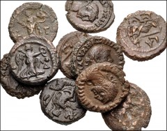 ROMAN. Provincial. Lot of ten (10) Potin Tetradrachms of Alexandria. All issues of the Tetrarchs. Various types and dates. Fine to VF. LOT SOLD AS IS, NO RETURNS. Ten (10) coins in lot.