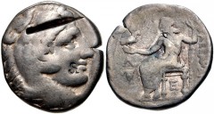 KINGS of MACEDON. Kassander. As regent, 317-305 BC. AR Tetradrachm (24mm, 17.00 g, 11h). In the name and types of Alexander III. Amphipolis mint. Struck circa 310-307 BC. Head of Herakles right, weari