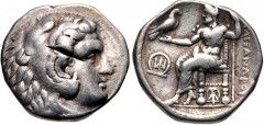 KINGS of MACEDON. Demetrios I Poliorketes. 306-283 BC. AR Tetradrachm (26mm, 16.99 g, 12h). In the name and types of Alexander III. Tyre mint. Struck circa 290-286 BC. Head of Herakles right, wearing 