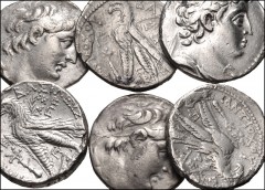 GREEK. Levant & the Near East. Lot of thirteen (13) silver tetradrachms of Antiochos VII & Demetrios II of Syria. Includes: SELEUKID KINGS of SYRIA: Antiochos VII. 138-129 BC. AR Tetradrachm. Tyre min