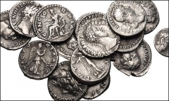 ROMAN. Imperial. Lot of fifty (50) silver coins from Augustus to Gordian III. All denarii unless otherwise noted. Augustus. AR Quinarius // Trajan (2) // Hadrian (7) // Antoninus Pius (4) // Marcus Au