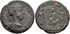 LYDIA, Germe. Gordian III. AD 238-244. Æ Medallion (42mm, 41.05 g, 6h). Aelius Aristonicus, archon. Laureate, draped, and cuirassed bust right / Herakles seated left on rock draped with lion’s skin, h