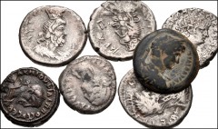 ROMAN. Provincial. Lot of seven (7) Alexandrian coins. Includes: Nero. AR Tetradrachm (3) // Galba. AR Tetradrachm // Hadrian. Æ Diobol // Faustina Junior. BI Tetradrachm // Philip I. Potin Tetradrach