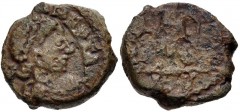 Majorian. AD 457-461. Æ Nummus (13mm, 2.54 g, 6h). Ravenna mint. Pearl-diademed, draped, and cuirassed bust right / Victory standing left, holding wreath and palm frond; [RV]. RIC X 2618; LRBC 586. Ne