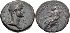 KINGS of COMMAGENE. Antiochos IV Epiphanes, with Iotape. AD 38-Circa 72. Æ (24mm, 12.66 g, 1h). Elaioussa-Sebaste in Cilicia mint. Diademed and draped bust of Antiochos right / Iotape enthroned left, 