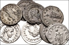 ROMAN. Imperial. Lot of eight (8) AR Antoniniani from Gordian III to Trajan Decius. Includes: Gordian III (2) // Philip I (3) // Philip II // Trajan Decius (2). Good VF or better, most toned. LOT SOLD