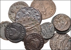 ROMAN. Imperial. Lot of twelve (12) mostly Æ Folles from Galerius to Jovian. Includes: Galerius // Maximinus II // Licinius I // Constantine I (3) // Fausta // Urbs Roma Commemorative // Constantine I