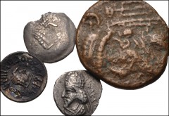 MIXED. Greek–Oriental Greek. Lot of four (4) coins. Includes: GREEK: Southern Arabia, Qataban. AR Drachm. Yad'ab Yanaf. Mid 2nd century AD(?). Huth 382-4 // Himyar. 'Amdān Bayān Yahaqbiḍ. Circa AD 100