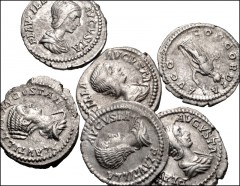 ROMAN. Imperial. Lot of six (6) AR Denarii of Plautilla. Includes the following reverse types:Plautilla standing with Caracalla // Pietas (3) // Concordia // Venus. Near VF to VF, some porosity. LOT S
