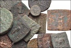 ORIENTAL GREEK–CENTRAL ASIAN. Lot of fifteen (15) bronze coins. Various Indo-Greek and Indo-Skythian issues. Diamters from 13 to 29mm. Average Fine, some roughness and smoothing/cleaning scratches. LO
