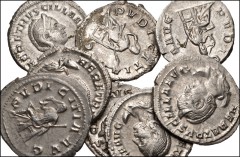 ROMAN. Imperial. Lot of eight (8) AR Antoniniani of Herennia Etruscilla. All coins: Rome mint. Draped bust right, wearing stephane, set on crescent / Pudicitia seated left, drawing veil and holding sc