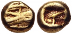 IONIA, Uncertain. Circa 650-600 BC. EL Myshemihekte – Twenty-fourth Stater (5mm, 0.57 g). Lydo-Milesian standard. Striated type. Flattened striated surface / Incuse square. Weidauer –; Traité I 14–15;