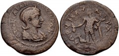 CILICIA, Corycus. Otacilia Severa. Augusta, AD 244-249. Æ (30mm, 11.14 g, 12h). Draped bust right, wearing stephane / Hermes standing left, drapery over left arm, holding purse and caduceus; at feet t
