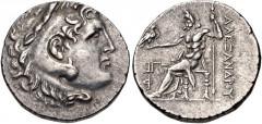 LYCIA, Phaselis. Circa 221/0-189/8 BC. AR Tetradrachm (28mm, 16.76 g, 12h). In the name and types of Alexander III. Dated CY 13 (206/5 BC). Head of Herakles right, wearing lion skin / Zeus Aëtophoros 