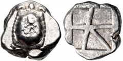 ISLANDS off ATTICA, Aegina. Circa 456/45-431 BC. AR Stater (18.5mm, 12.24 g, 3h). Land tortoise with segmented shell / Large square incuse with skew pattern. Meadows, Aegina, Group IIIb; HGC 6, 437. V