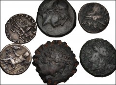 GREEK. Miscellaneous. Lot of fourteen (14) AR and Æ. Includes: Broad range of AR and Æ issues from Magna Graecia to Taxila. AR are drachms of Alexander III, Apollodotos I, and Azes, as well as a state