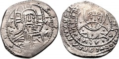 Manuel II Palaeologus. 1391-1425. AR Stavraton (23mm, 7.12 g, 7h). Light (Class II) coinage. Imperial (Constantinople) mint. Struck 1403-1425. Facing bust of Christ Pantokrator; barred IC XC across fi