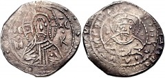 Manuel II Palaeologus. 1391-1425. AR Stavraton (24mm, 7.09 g, 6h). Light (Class II) coinage. Imperial (Constantinople) mint. Struck 1403-1425. Facing bust of Christ Pantokrator; barred IC XC across fi