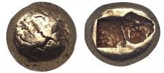 IONIA, Uncertain. Circa 650-600 BC. EL Hekte – Sixth Stater (9mm, 2.30 g). Lydo-Milesian standard. Plain globular surface / Two incuse squares. Weidauer 4; Traité I –; SNG Kayhan 674; Elektron I 4. In