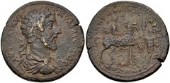 LYDIA, Mostene. Commodus. AD 177-192. Æ (35mm, 22.46 g, 12h). Ny. Maternos, archon. Struck circa AD 182-184. Laureate, draped, and cuirassed bust right / Apollo-Mên on horse trotting right, holding la