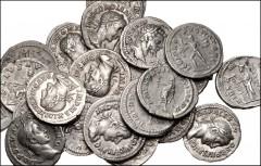 ROMAN. Imperial. Lot of fifty (50) AR Denarii from Septimius Severus to Gordian III. Includes: Septimius Severus (10) // Julia Domna (5) // Caracalla (9) // Geta as Caesar (2) // Elagabalus (2) // Sev