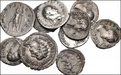 ROMAN. Imperial. Lot of ten (10) AR Denarii & Antoniniani from Vespasian to Gordian III. Includes: Denarii: Vespasian // Domitian // Trajan // Hadrian // Diva Faustina I // Faustina II // Commodus // 