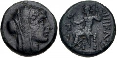 PTOLEMAIC KINGS of EGYPT. Berenike II, wife of Ptolemy III. Circa 244/3-221 BC. Æ Tetrachalkon (15mm, 4.36 g, 12h). Lebedos (Ptolemaïs) mint. Struck circa 240-222 BC. Veiled head right of Berenike II 