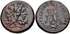 PTOLEMAIC KINGS of EGYPT. Ptolemy IV Philopator. 222-205/4 BC. Æ Triobol (35mm, 34.06 g, 12h). Alexandreia mint. Series 5. Diademed head of Zeus-Ammon right / Eagle with closed wings standing left on 