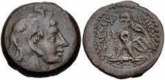 PTOLEMAIC KINGS of EGYPT. Ptolemy V Epiphanes. 204-180 BC. Æ (24mm, 7.28 g, 11h). Alexandreia mint. Series 6. Head of the deified Alexander right, wearing elephant skin headdress / Eagle with open win