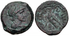 PTOLEMAIC KINGS of EGYPT. Ptolemy V Epiphanes. 204-180 BC. Æ (17mm, 3.74 g, 11h). Alexandreia mint. Series 6. Helmeted and draped male bust right, beardless (Ptolemy as Ares?) / Eagle with closed wing